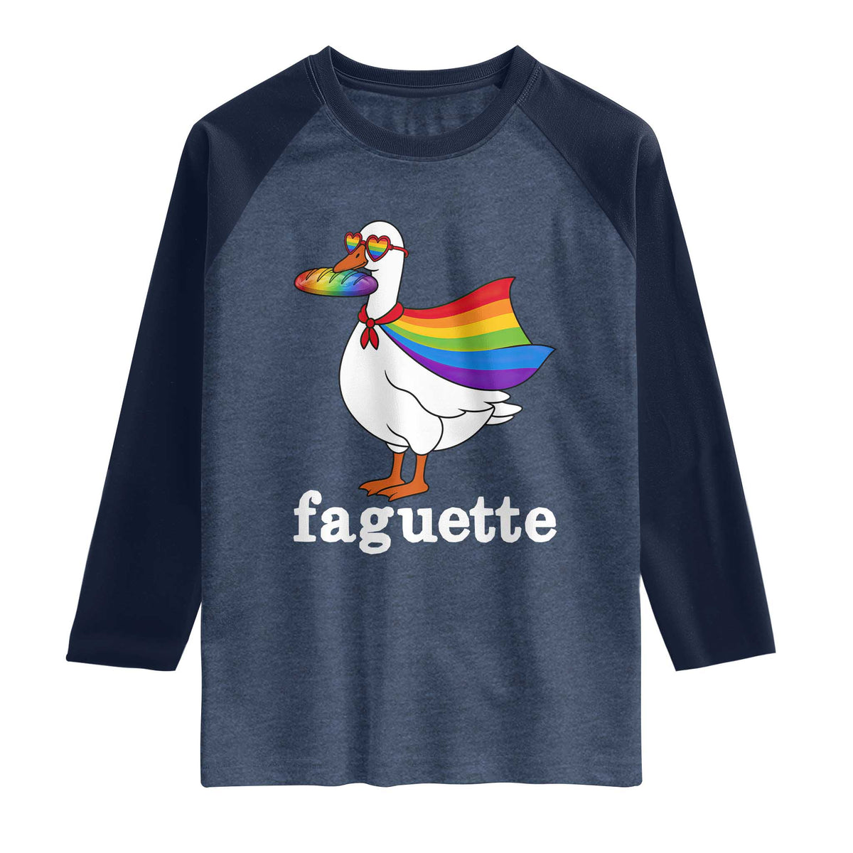 Faguette LGBTQ Raglan Shirt Funny Pride Goose Rainbow