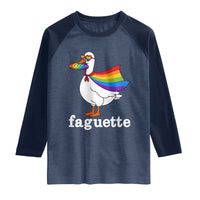 Faguette LGBTQ Raglan Shirt Funny Pride Goose Rainbow