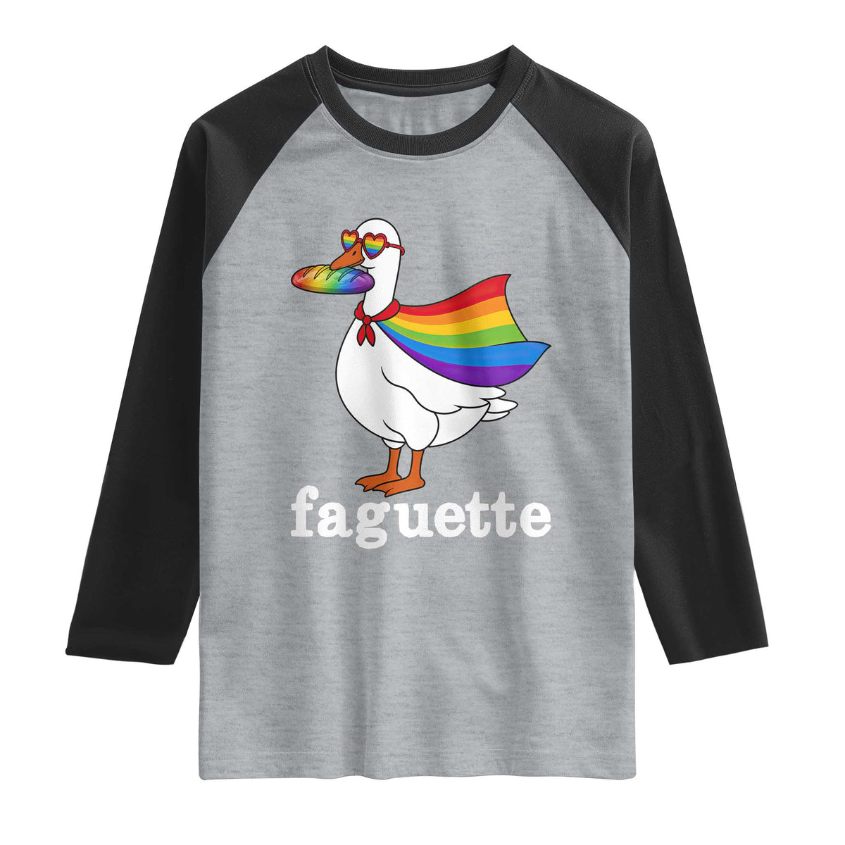 Faguette LGBTQ Raglan Shirt Funny Pride Goose Rainbow