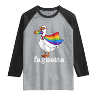 Faguette LGBTQ Raglan Shirt Funny Pride Goose Rainbow