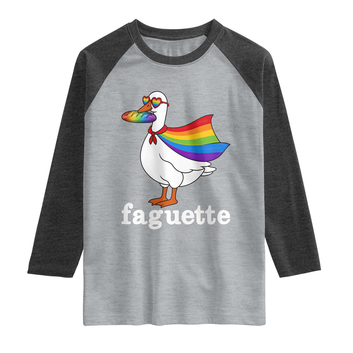 Faguette LGBTQ Raglan Shirt Funny Pride Goose Rainbow