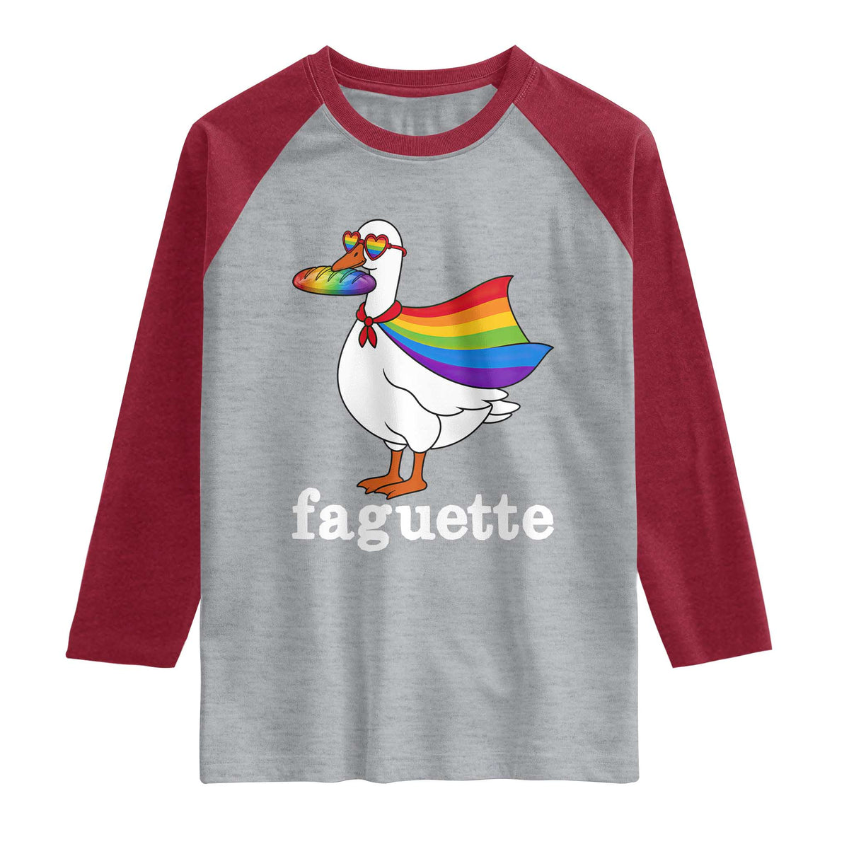 Faguette LGBTQ Raglan Shirt Funny Pride Goose Rainbow