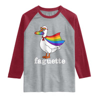 Faguette LGBTQ Raglan Shirt Funny Pride Goose Rainbow