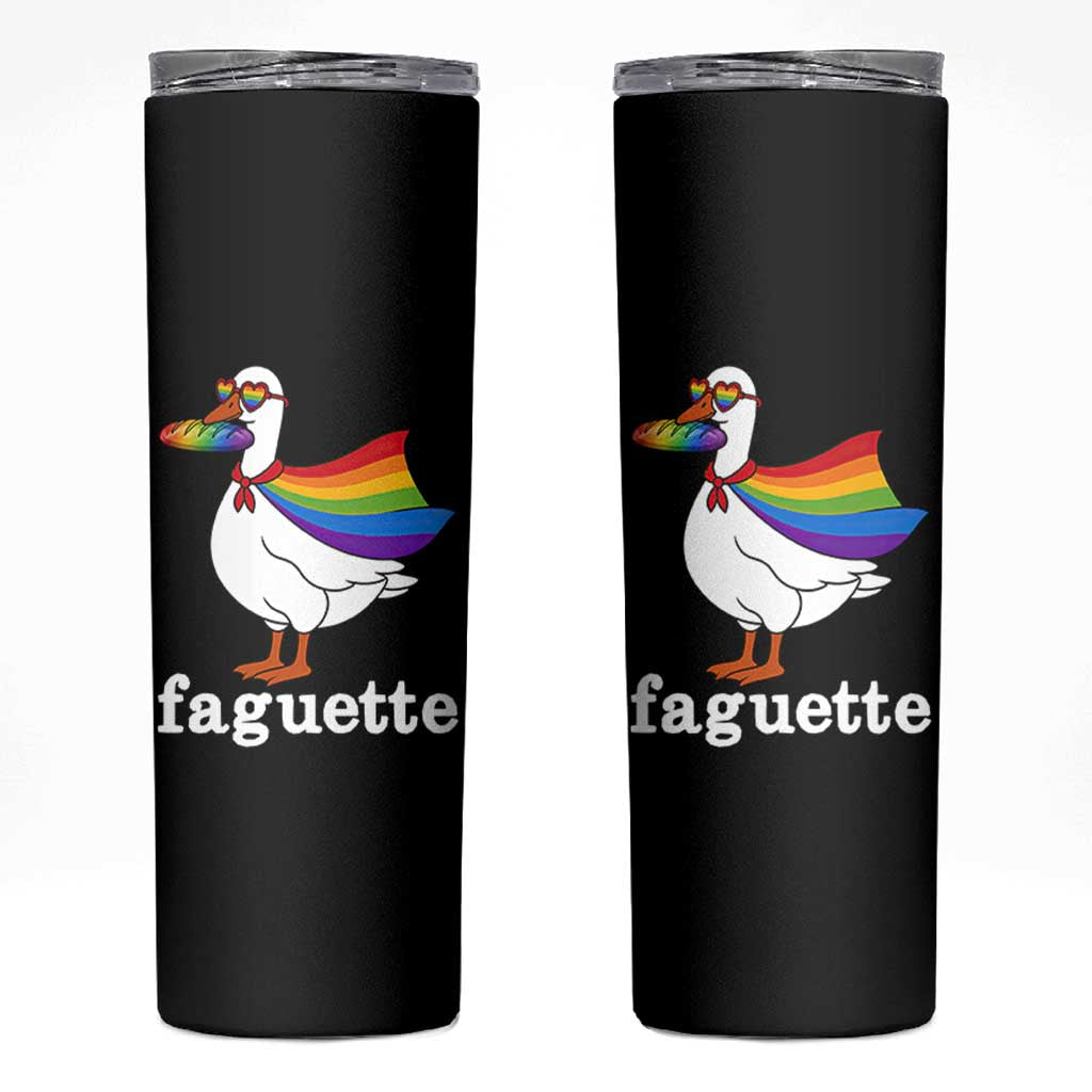 Faguette LGBTQ Skinny Tumbler Funny Pride Goose Rainbow