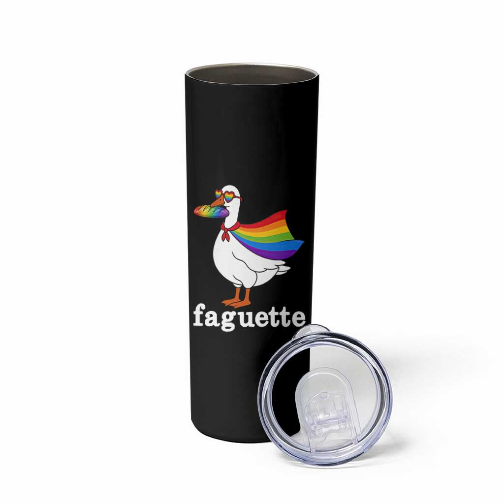 Faguette LGBTQ Skinny Tumbler Funny Pride Goose Rainbow