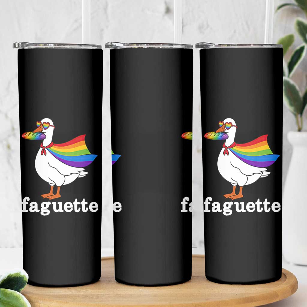 Faguette LGBTQ Skinny Tumbler Funny Pride Goose Rainbow