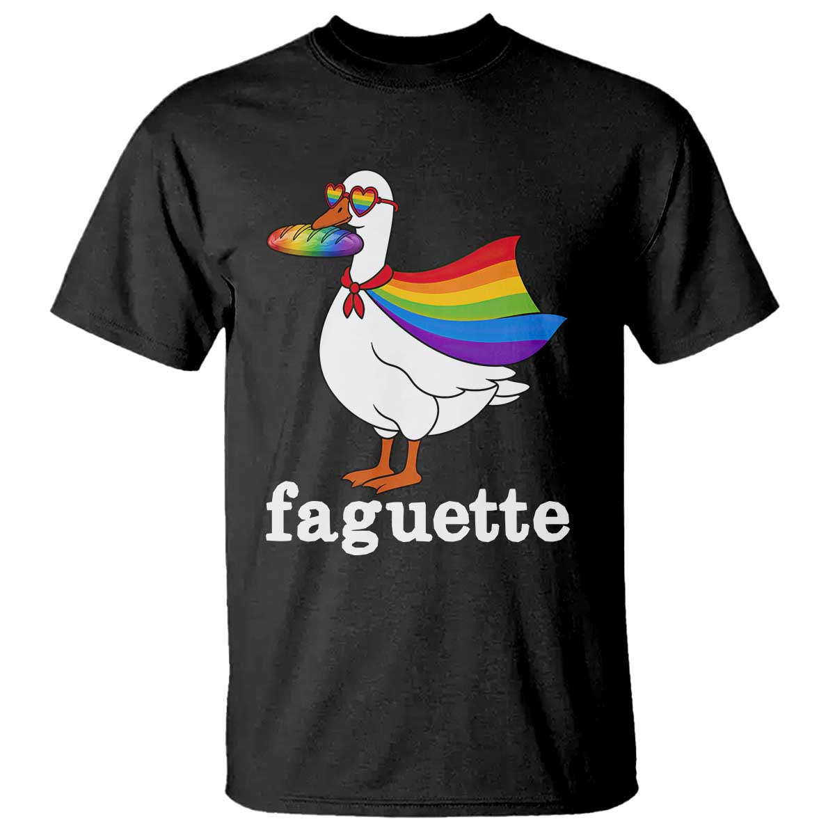 Faguette LGBTQ T Shirt Funny Pride Goose Rainbow