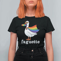 Faguette LGBTQ T Shirt For Women Funny Pride Goose Rainbow