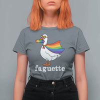 Faguette LGBTQ T Shirt For Women Funny Pride Goose Rainbow