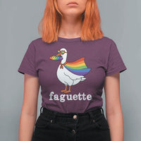 Faguette LGBTQ T Shirt For Women Funny Pride Goose Rainbow
