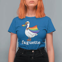 Faguette LGBTQ T Shirt For Women Funny Pride Goose Rainbow
