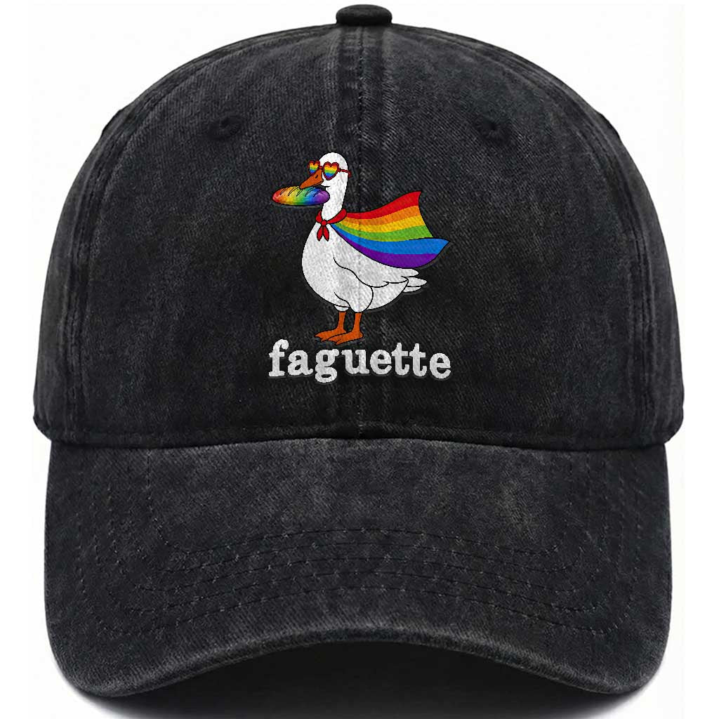 Faguette LGBTQ Washed Cotton Baseball Cap Funny Pride Goose Rainbow