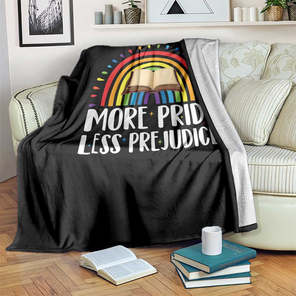 More Pride Less Prejudice Throw Blanket LGBTQ Pride Month Book Lover