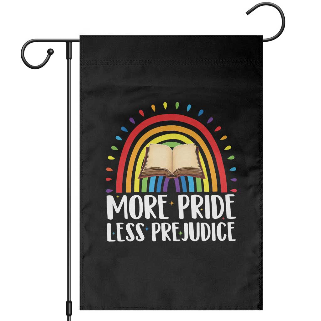 More Pride Less Prejudice Garden Flag LGBTQ Pride Month Book Lover