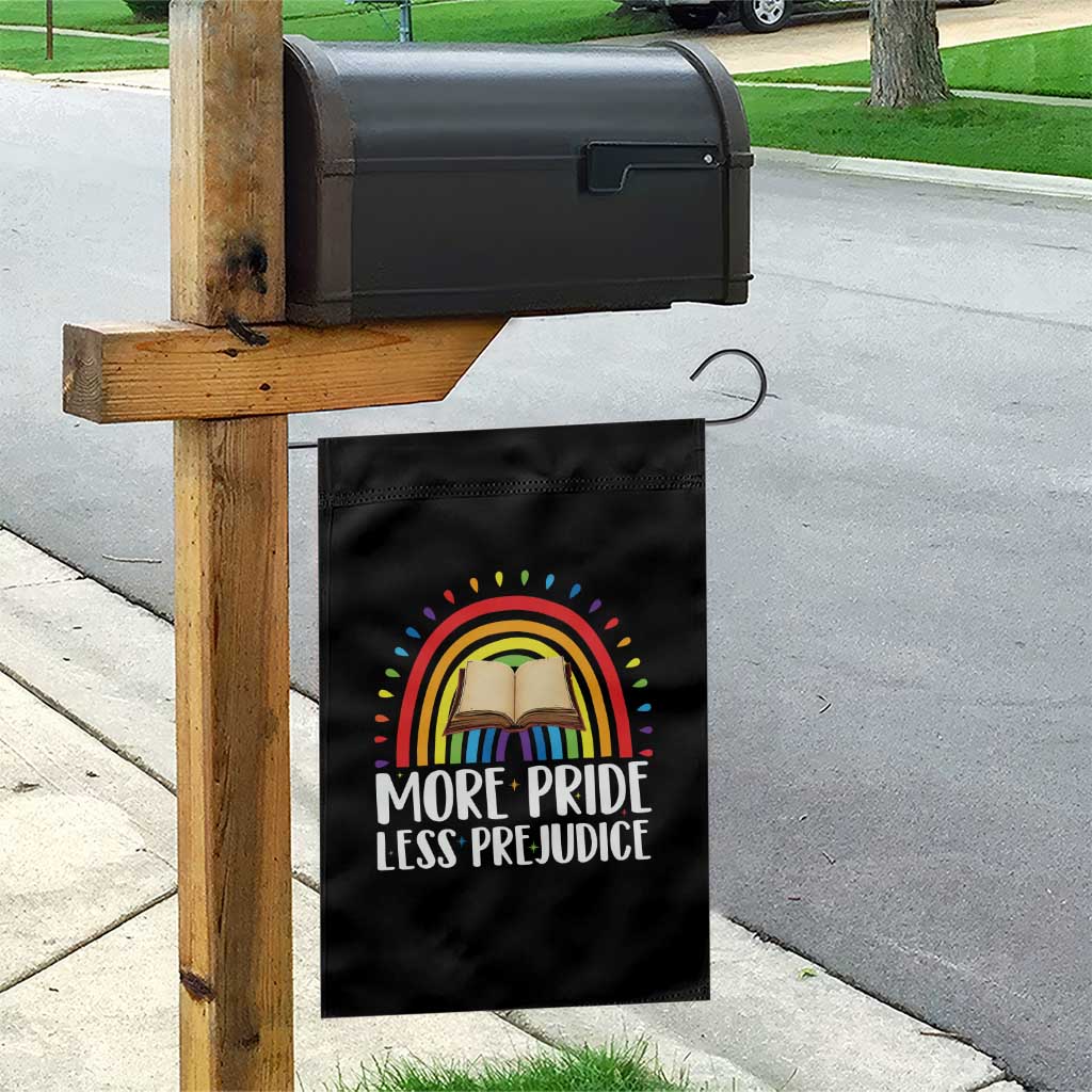 More Pride Less Prejudice Garden Flag LGBTQ Pride Month Book Lover