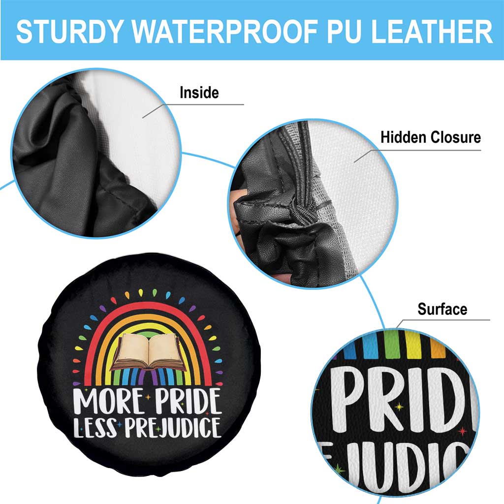 More Pride Less Prejudice Spare Tire Cover LGBTQ Pride Month Book Lover