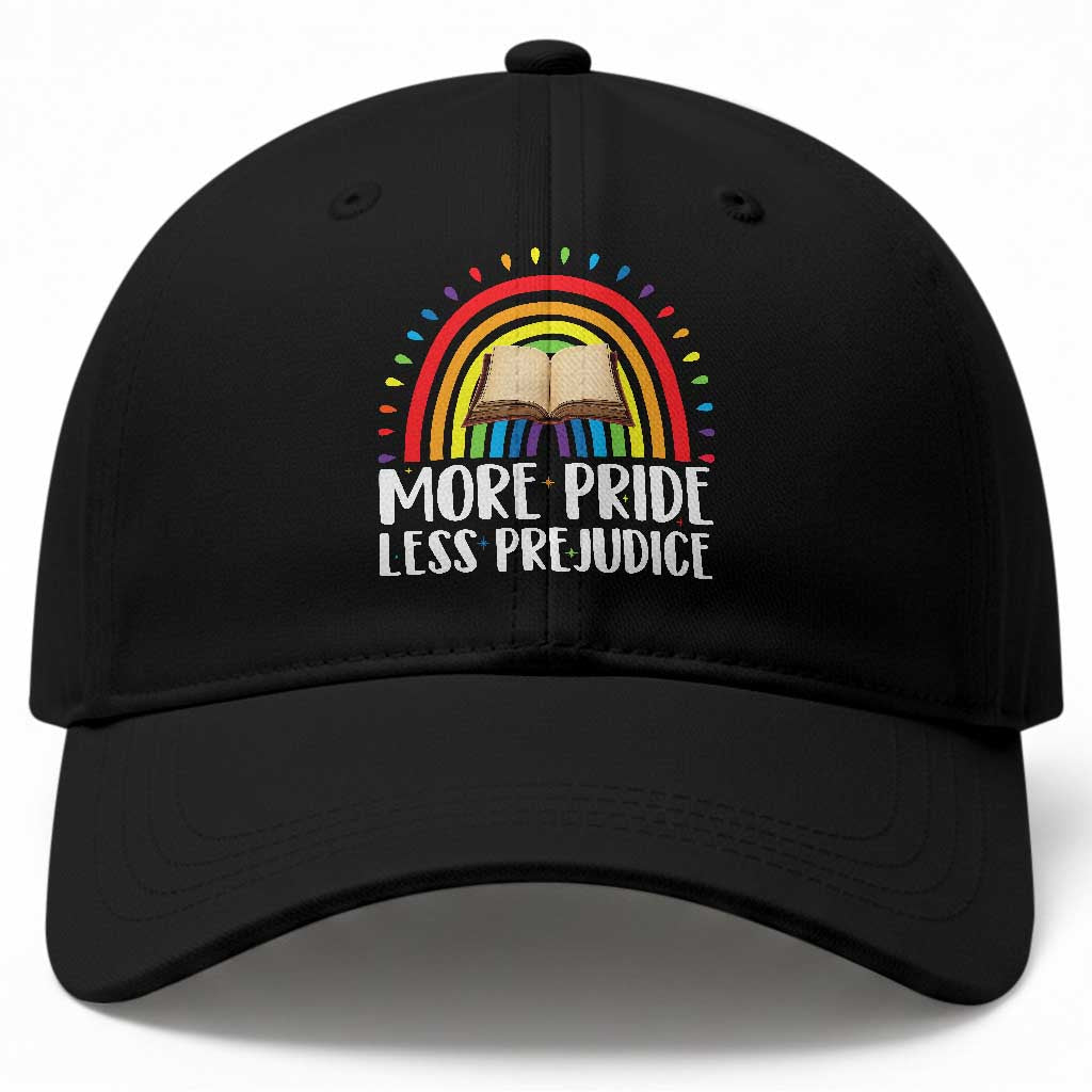 More Pride Less Prejudice Baseball Cap LGBTQ Pride Month Book Lover