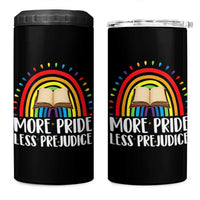 More Pride Less Prejudice 4 in 1 Can Cooler Tumbler LGBTQ Pride Month Book Lover