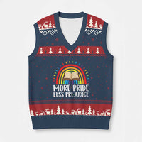 More Pride Less Prejudice V-Neck Knit Sweater Vest LGBTQ Pride Month Book Lover