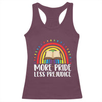 More Pride Less Prejudice Racerback Tank Top LGBTQ Pride Month Book Lover