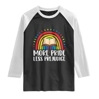 More Pride Less Prejudice Raglan Shirt LGBTQ Pride Month Book Lover
