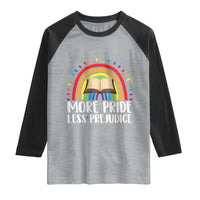 More Pride Less Prejudice Raglan Shirt LGBTQ Pride Month Book Lover