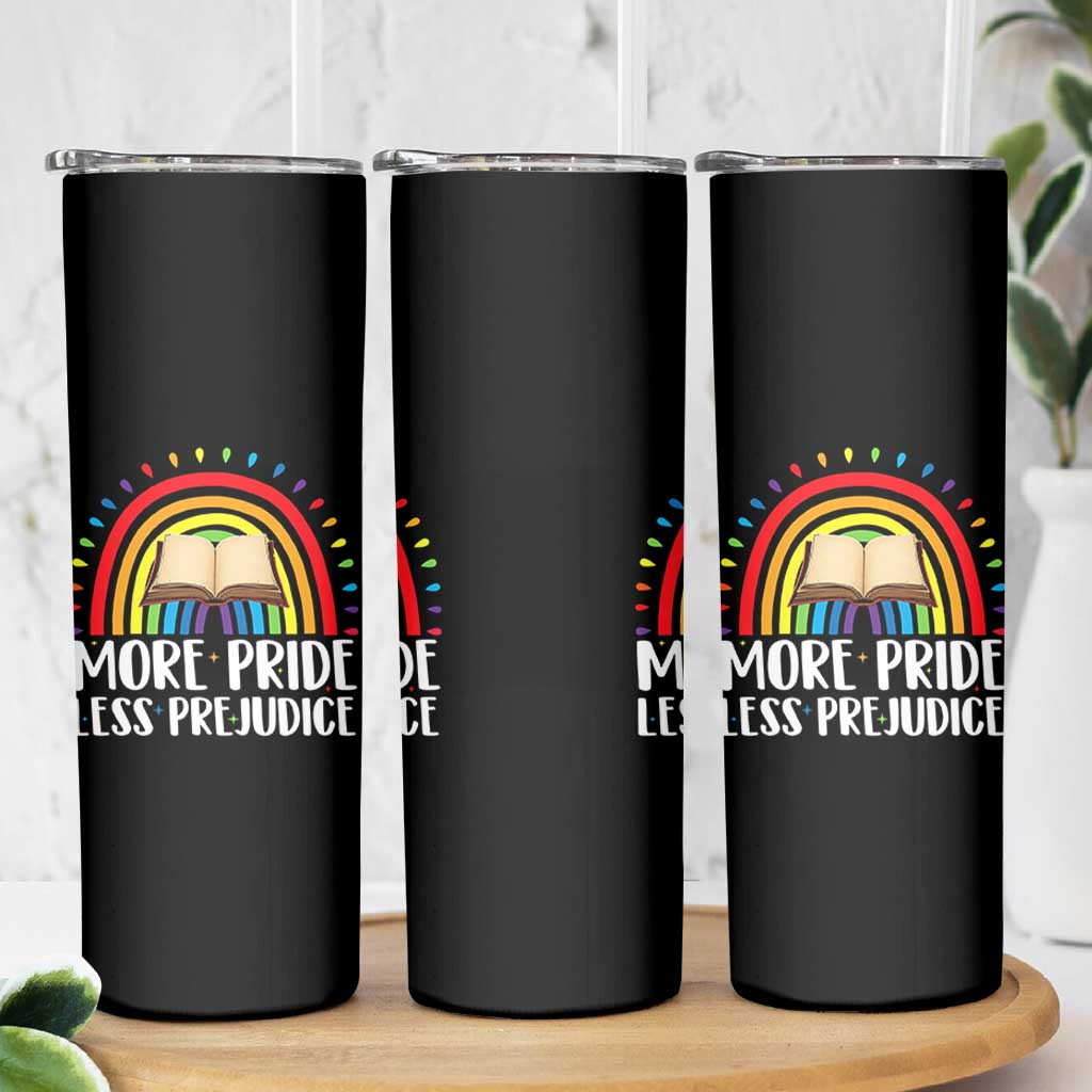 More Pride Less Prejudice Skinny Tumbler LGBTQ Pride Month Book Lover