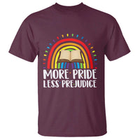 More Pride Less Prejudice T Shirt LGBTQ Pride Month Book Lover