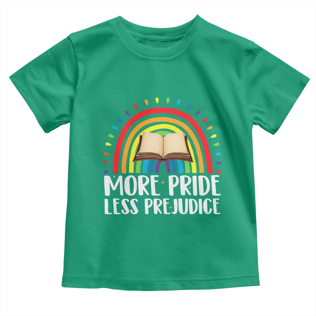 More Pride Less Prejudice Toddler T Shirt LGBTQ Pride Month Book Lover