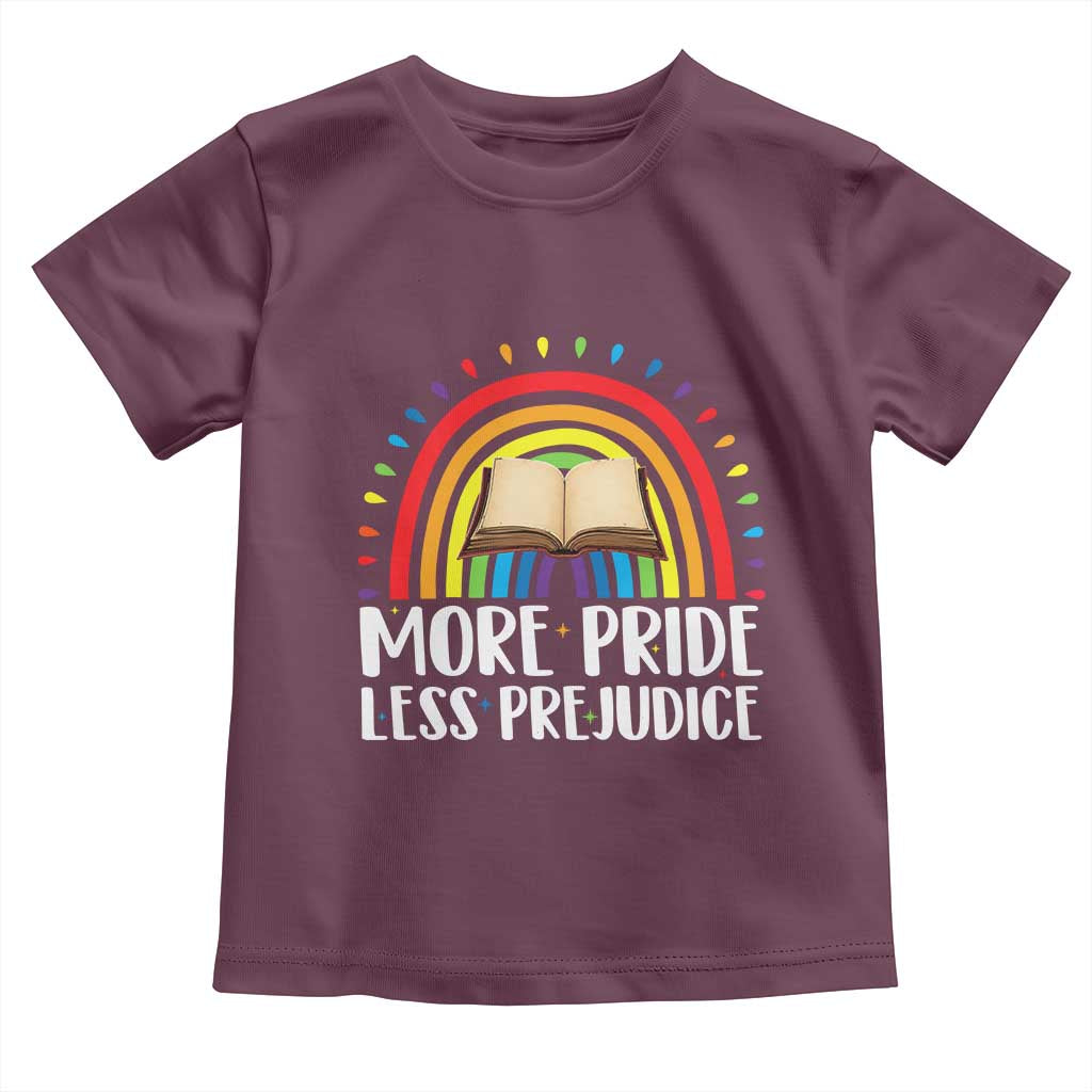 More Pride Less Prejudice Toddler T Shirt LGBTQ Pride Month Book Lover