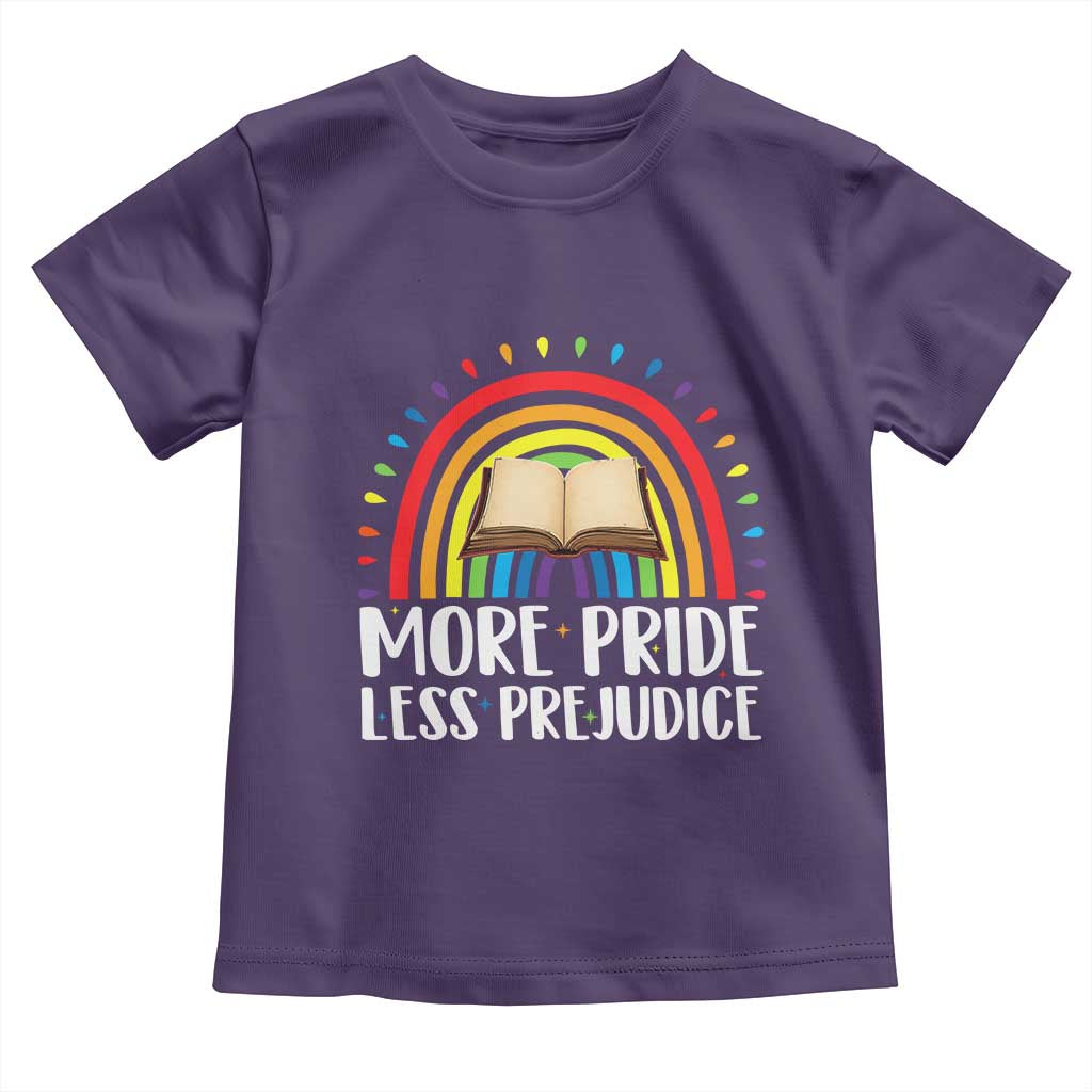 More Pride Less Prejudice Toddler T Shirt LGBTQ Pride Month Book Lover