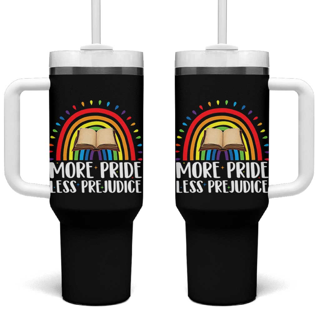 More Pride Less Prejudice Tumbler With Handle LGBTQ Pride Month Book Lover