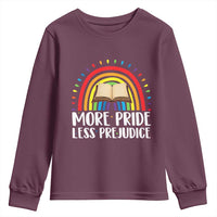 More Pride Less Prejudice Youth Sweatshirt LGBTQ Pride Month Book Lover