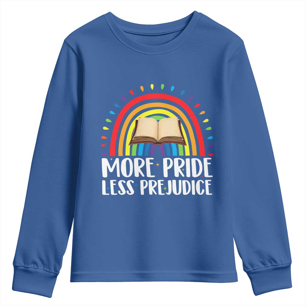 More Pride Less Prejudice Youth Sweatshirt LGBTQ Pride Month Book Lover