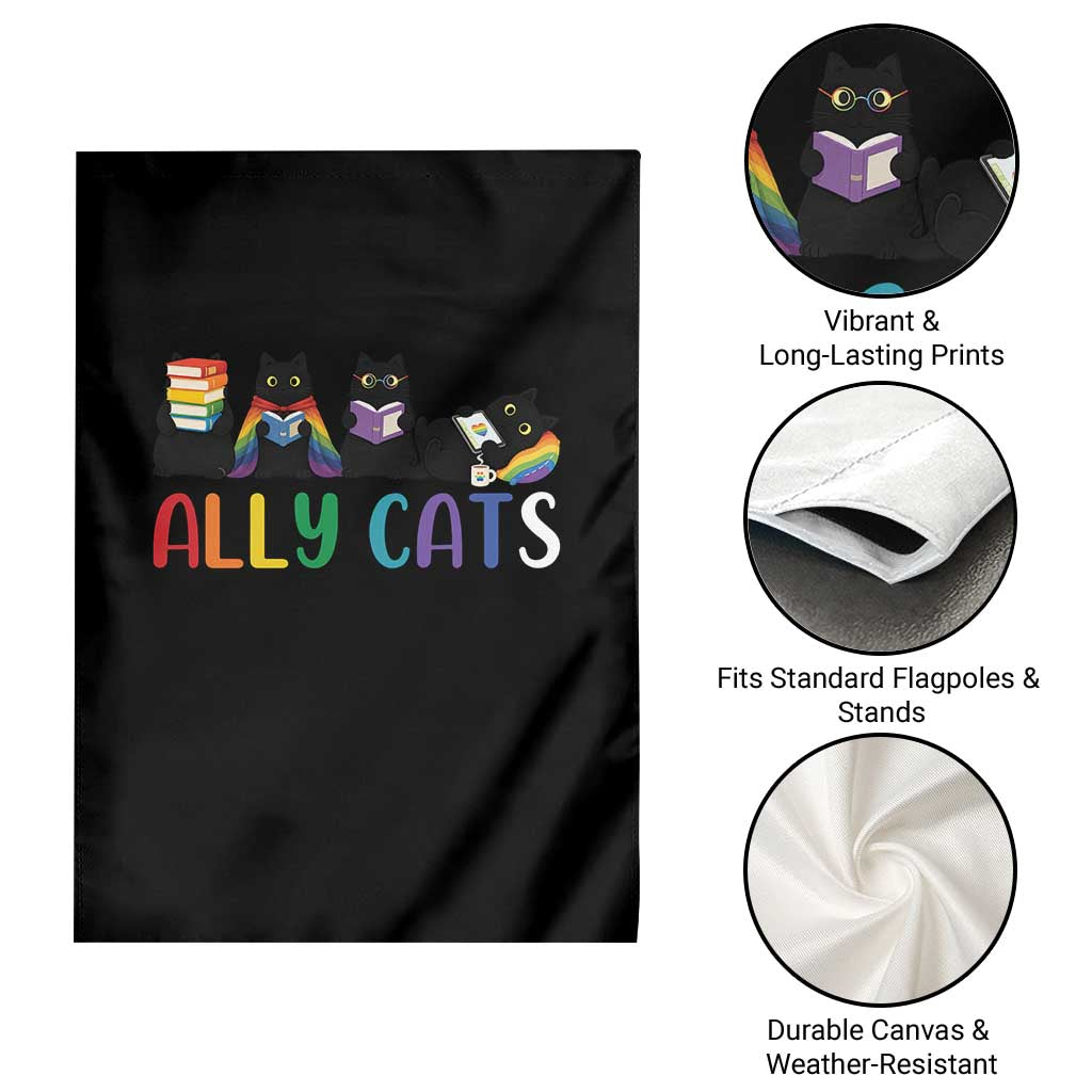 Rainbow Pride Ally Cats Garden Flag LGBTQ Inclusion Cat Lover Gift