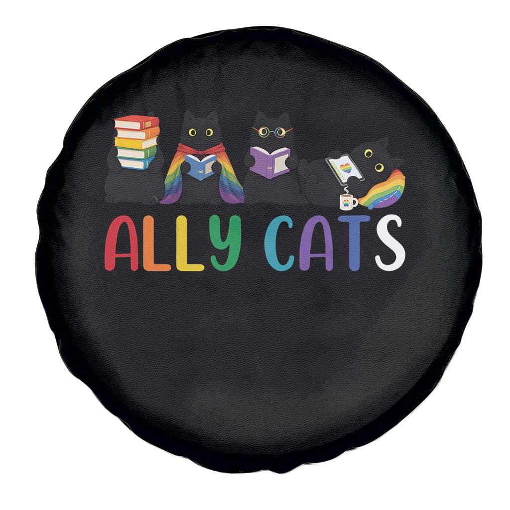 Rainbow Pride Ally Cats Spare Tire Cover LGBTQ Inclusion Cat Lover Gift