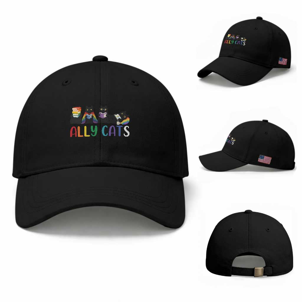 Rainbow Pride Ally Cats Baseball Cap LGBTQ Inclusion Cat Lover Gift