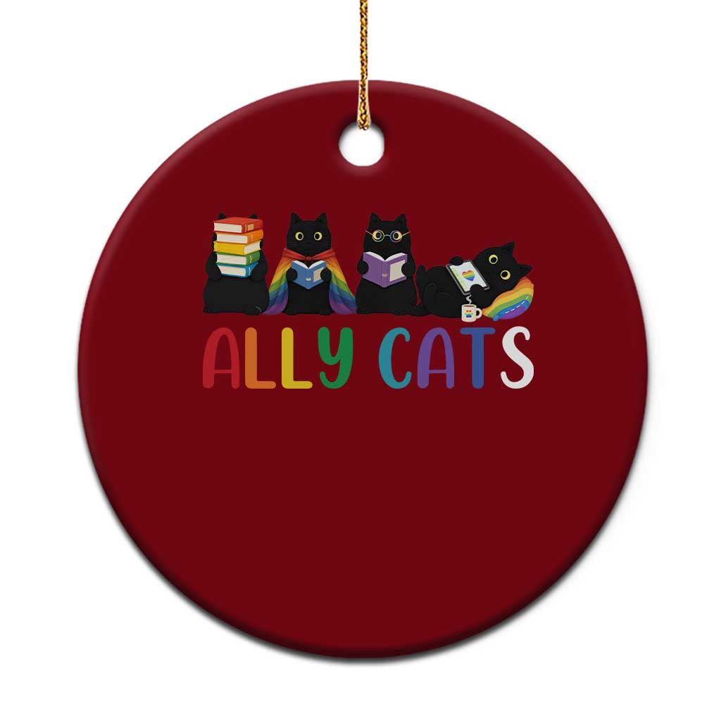 Rainbow Pride Ally Cats Ceramic Ornament LGBTQ Inclusion Cat Lover Gift
