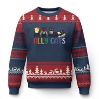 Rainbow Pride Ally Cats Ugly Christmas Sweater LGBTQ Inclusion Cat Lover Gift