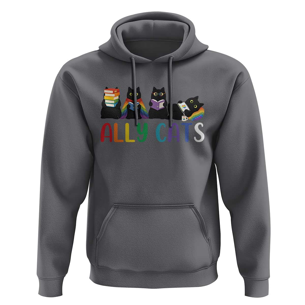 Rainbow Pride Ally Cats Hoodie LGBTQ Inclusion Cat Lover Gift