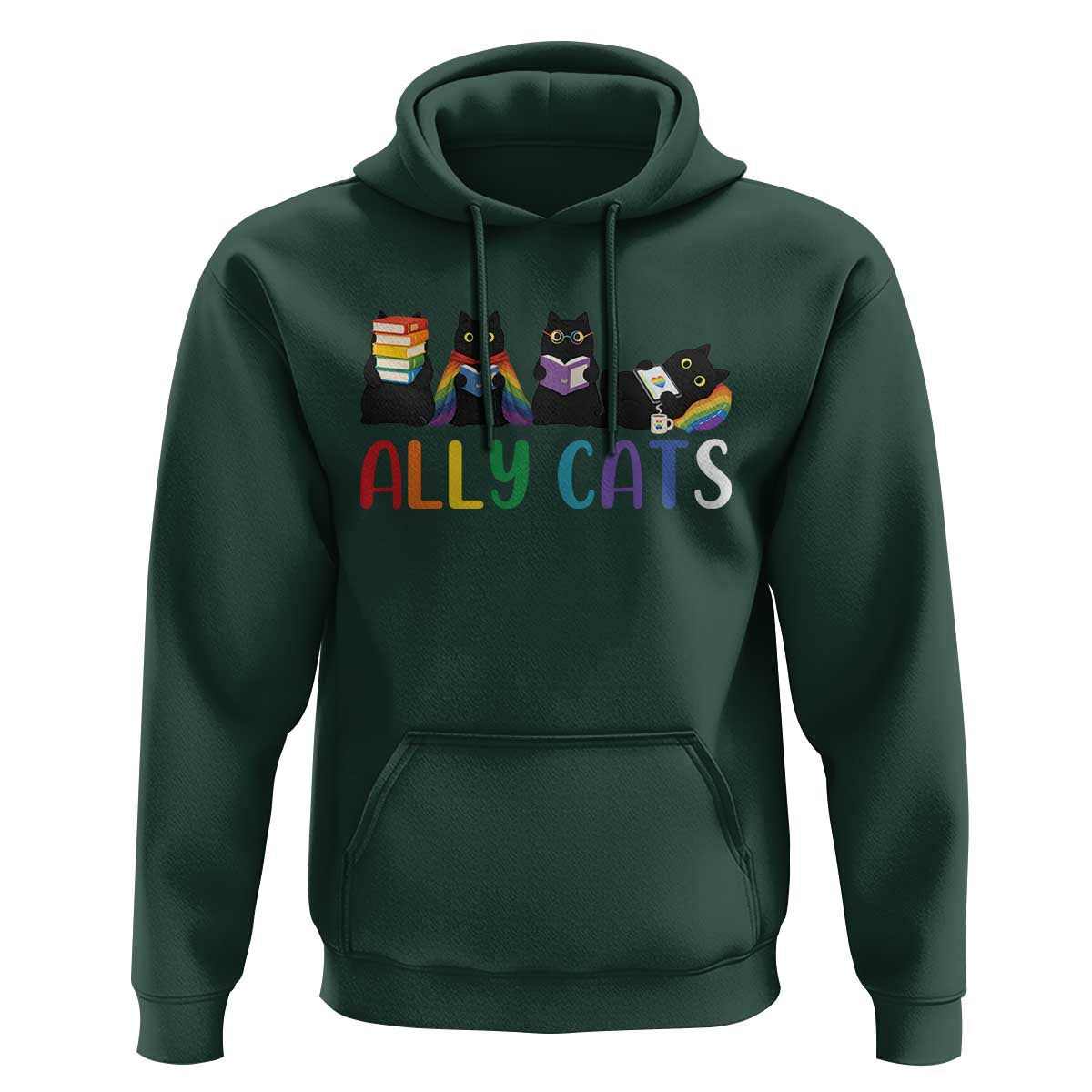 Rainbow Pride Ally Cats Hoodie LGBTQ Inclusion Cat Lover Gift