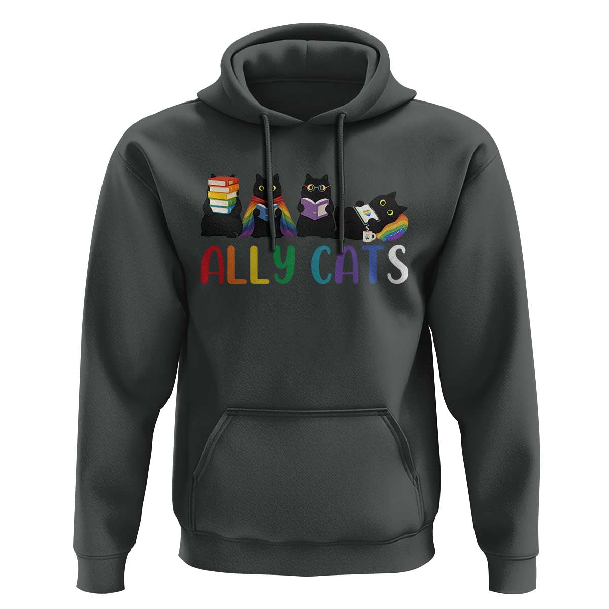 Rainbow Pride Ally Cats Hoodie LGBTQ Inclusion Cat Lover Gift