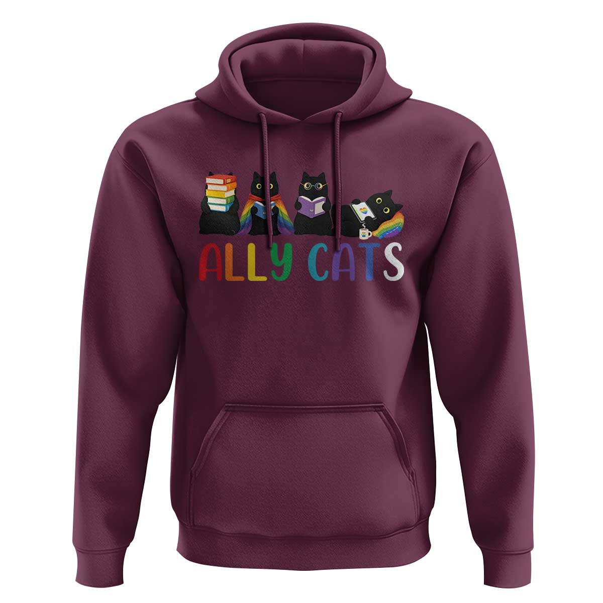 Rainbow Pride Ally Cats Hoodie LGBTQ Inclusion Cat Lover Gift