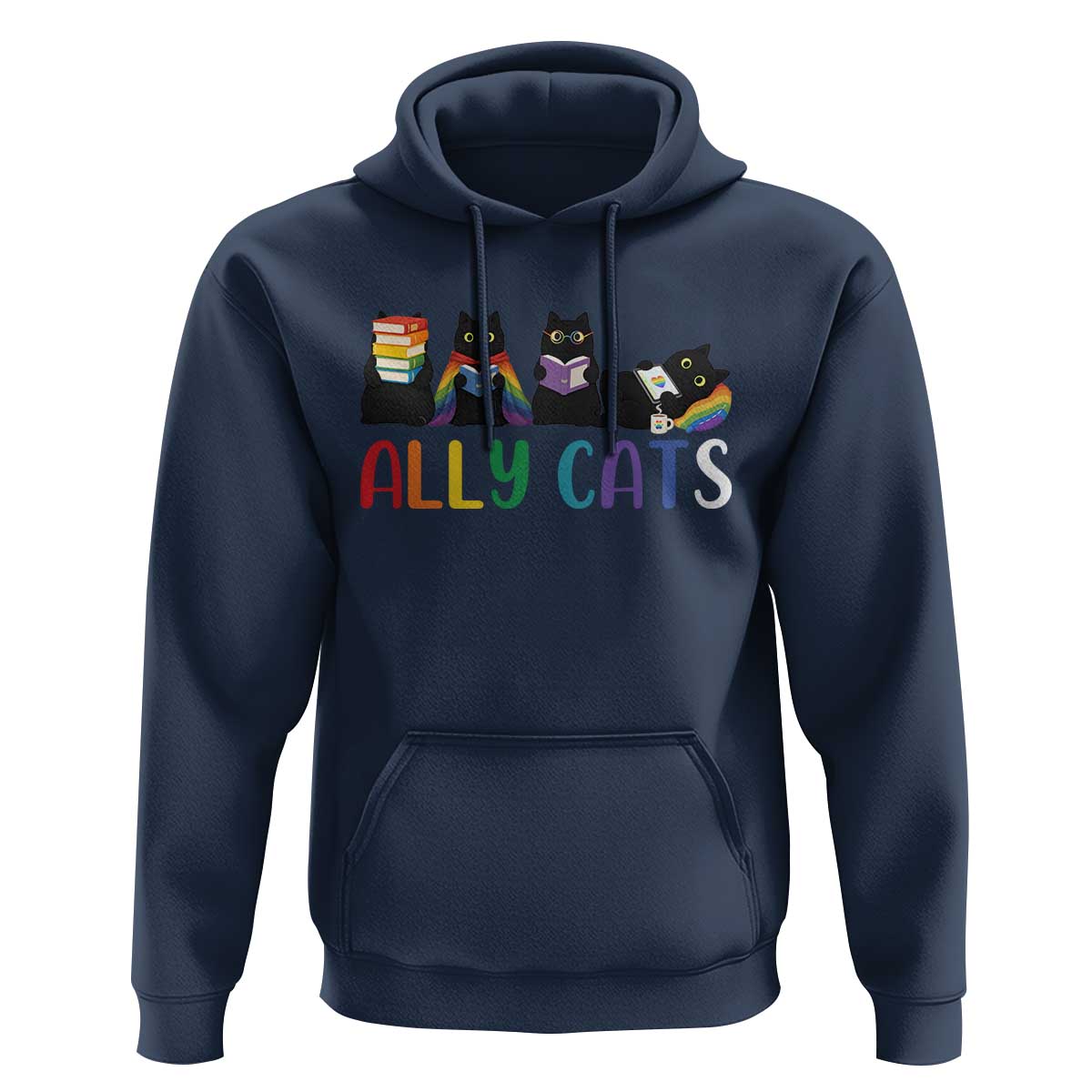 Rainbow Pride Ally Cats Hoodie LGBTQ Inclusion Cat Lover Gift