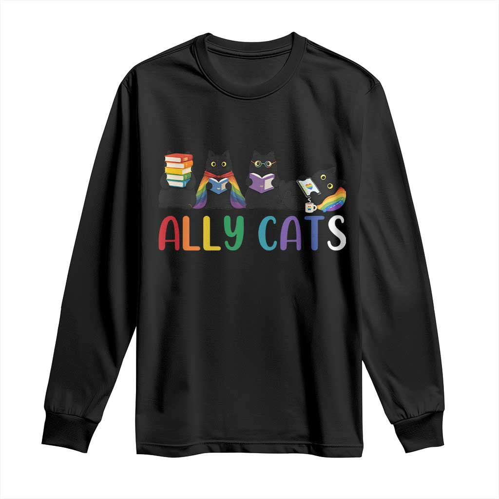 Rainbow Pride Ally Cats Long Sleeve Shirt LGBTQ Inclusion Cat Lover Gift