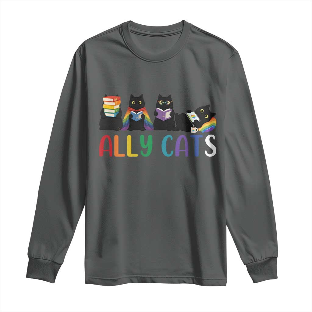 Rainbow Pride Ally Cats Long Sleeve Shirt LGBTQ Inclusion Cat Lover Gift
