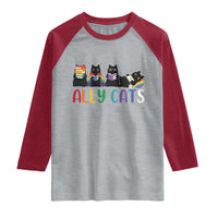 Rainbow Pride Ally Cats Raglan Shirt LGBTQ Inclusion Cat Lover Gift