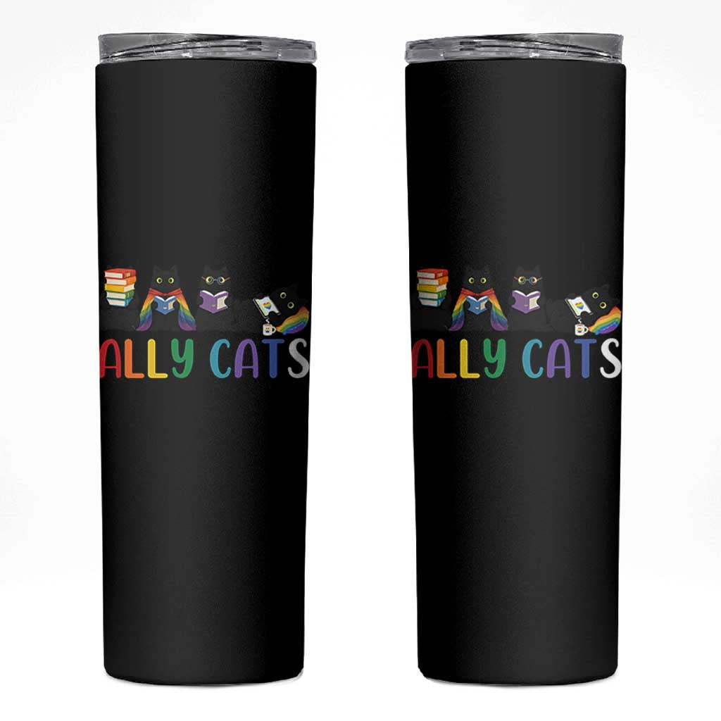Rainbow Pride Ally Cats Skinny Tumbler LGBTQ Inclusion Cat Lover Gift