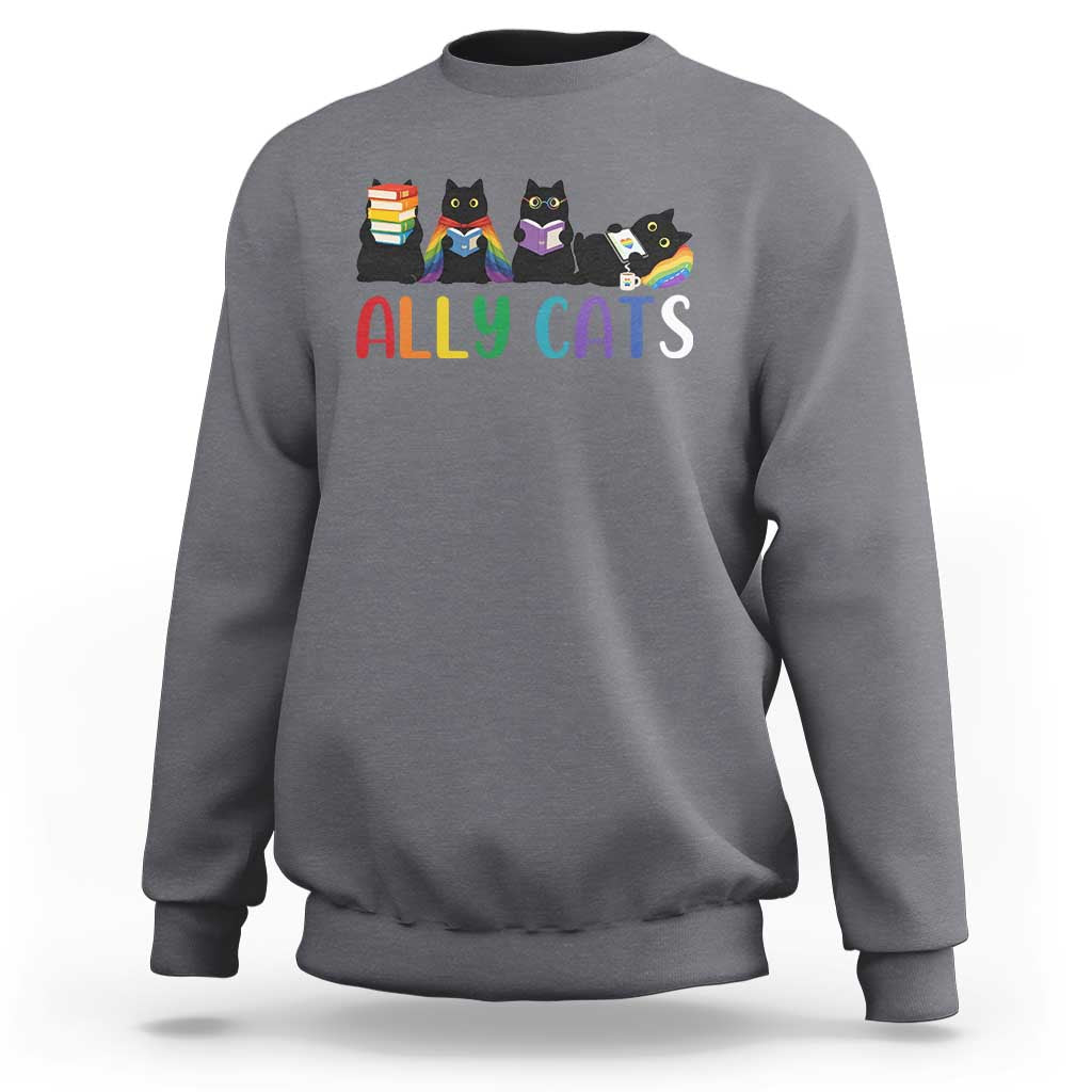 Rainbow Pride Ally Cats Sweatshirt LGBTQ Inclusion Cat Lover Gift