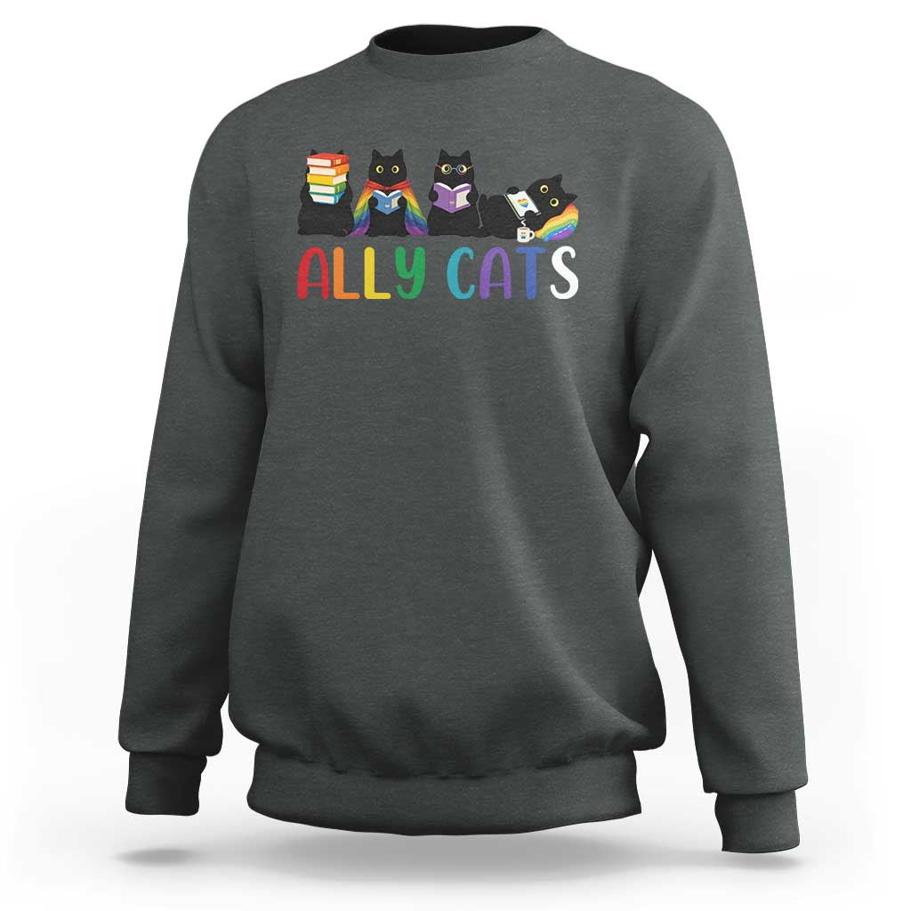 Rainbow Pride Ally Cats Sweatshirt LGBTQ Inclusion Cat Lover Gift